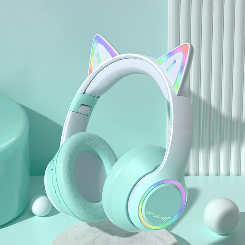 Casque Bluetooth Chat RGB Fille Enfant Micro Pliable – CLEVI Paris
