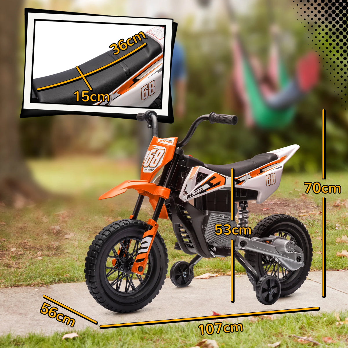 Moto électrique enfant 12 V orange – CLEVI Paris