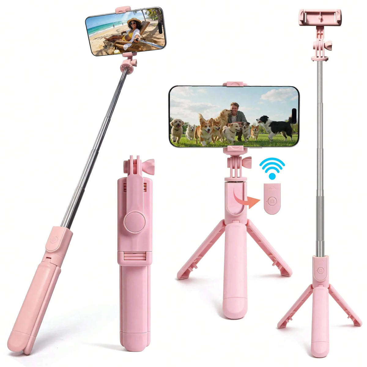 Trépied perche selfie Bluetooth 3-en-1 – CLEVI Paris