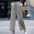 Pantalon Femme Taille Haute Jambe Large Uni Poches Style Casual Toutes Saisons – CLEVI Paris