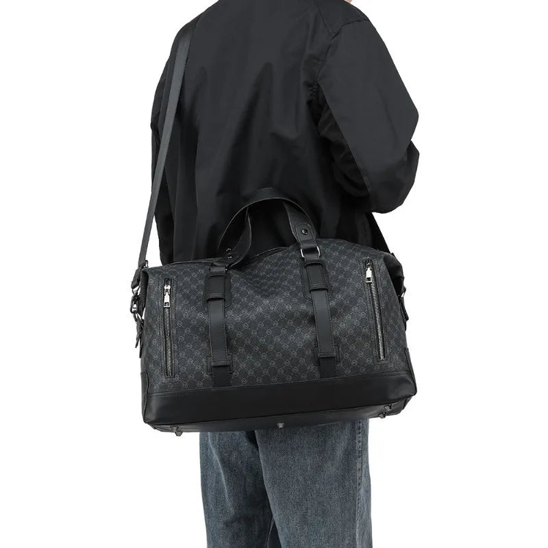 Sac Cabas Homme PVC/PU Motif Lettres Grande Capacité 46x25x18cm – CLEVI Paris