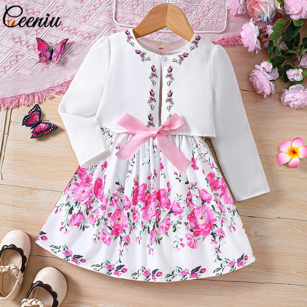 Ensemble fille cardigan et robe imprimée – CLEVI Paris
