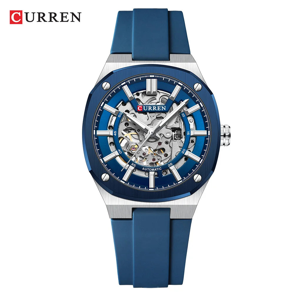 CURREN Montre Automatique Homme Squelette Silicone Sport Lumineux 41mm – CLEVI Paris