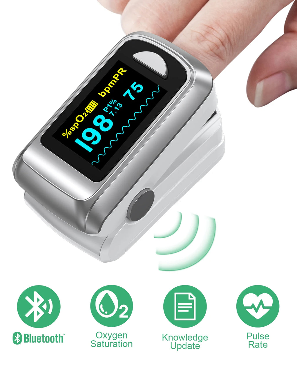 Oxymètre de Doigt Bluetooth OLED SpO2 PI Pouls App HealthTree – CLEVI Paris