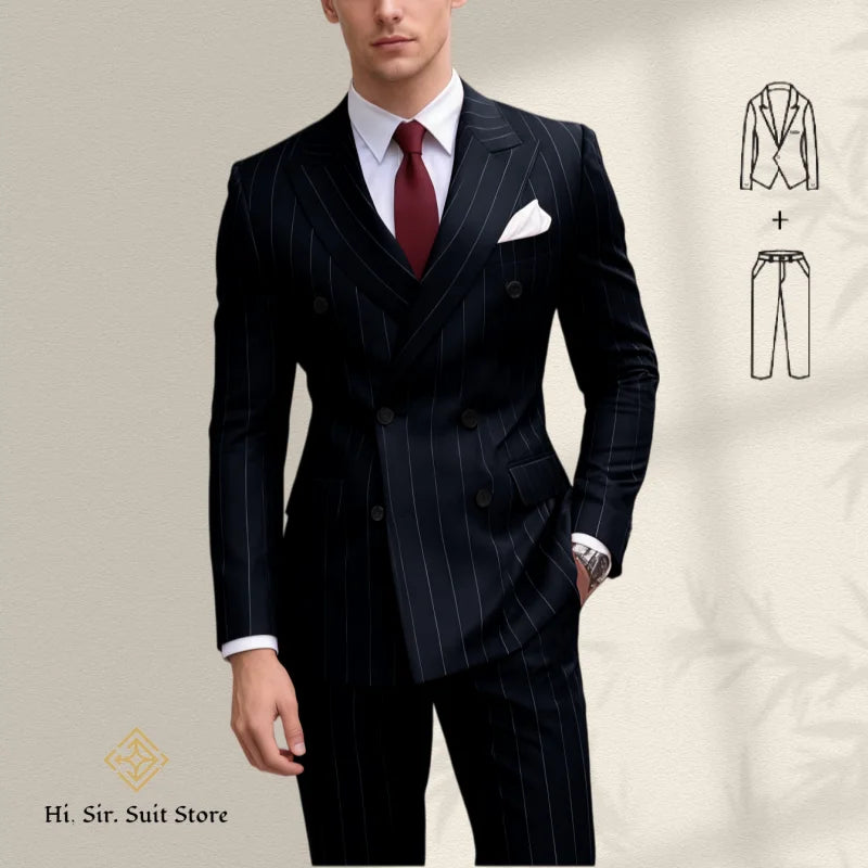 Costume homme bleu 2 pièces, double boutonnage – CLEVI Paris