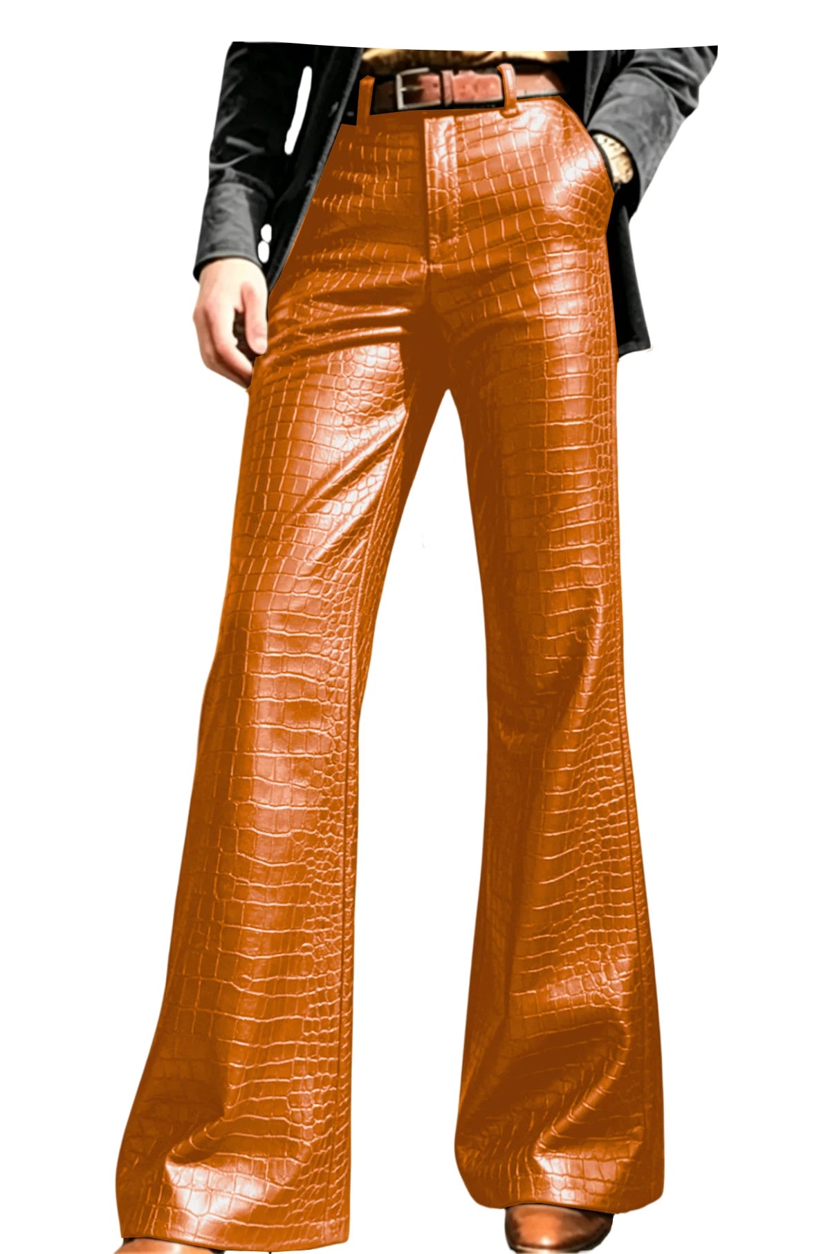 Pantalon évasé effet crocodile homme – CLEVI Paris