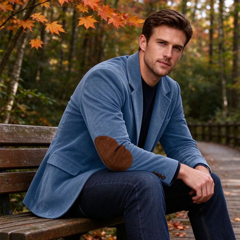 Blazer homme en velours côtelé à coudières – CLEVI Paris