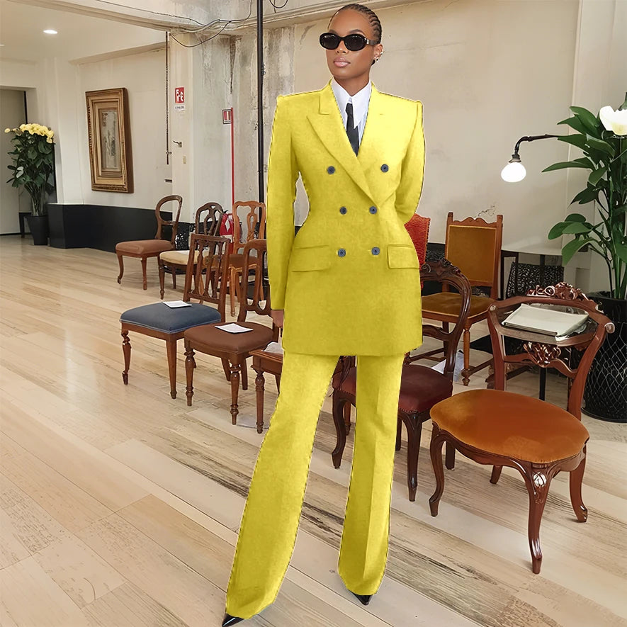 Tailleur femme blazer et pantalon évasé – CLEVI Paris