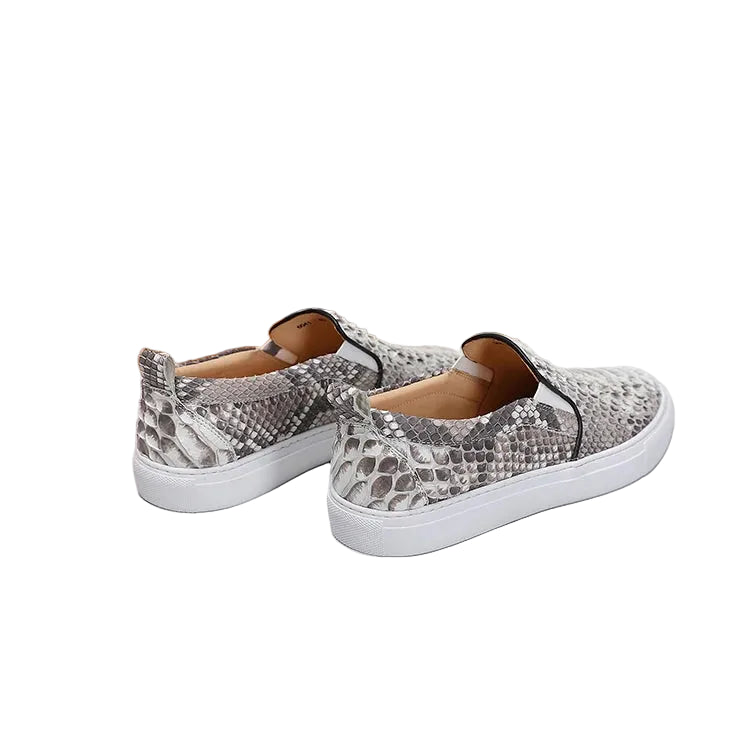 Loafers Cuir Serpent Gris Unisexe Slip-On – CLEVI Paris