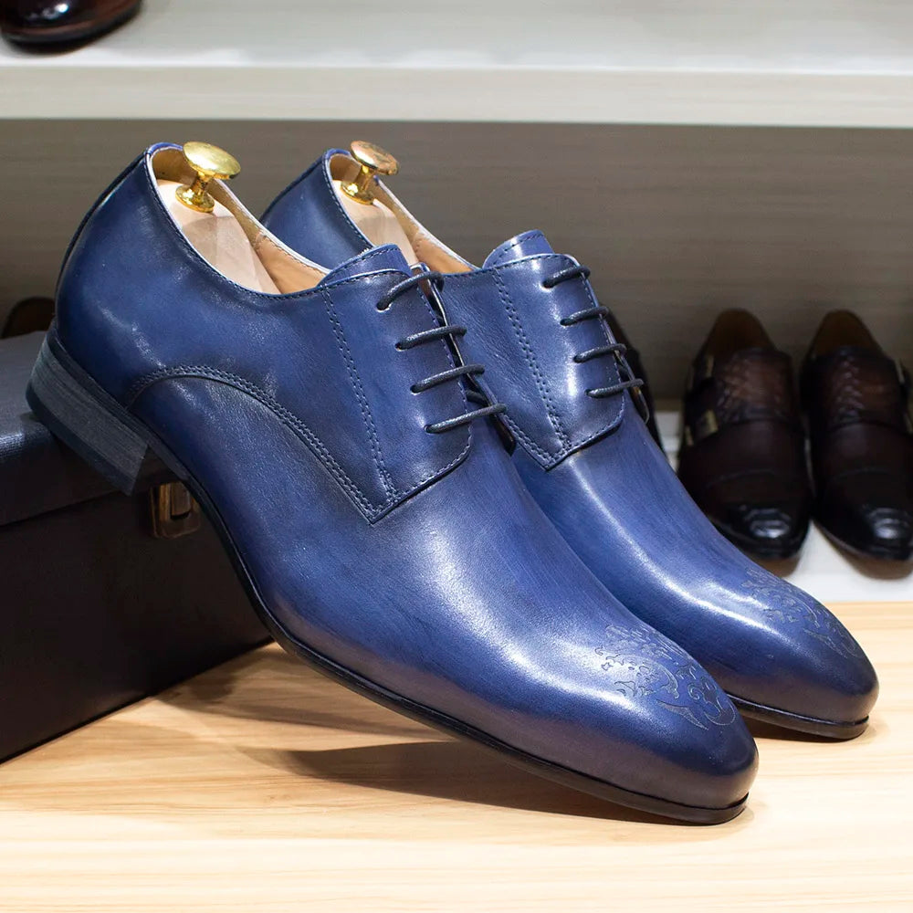 Oxford Derby Cuir Véritable Homme Fait Main Bout Pointu Business & Mariage – CLEVI Paris