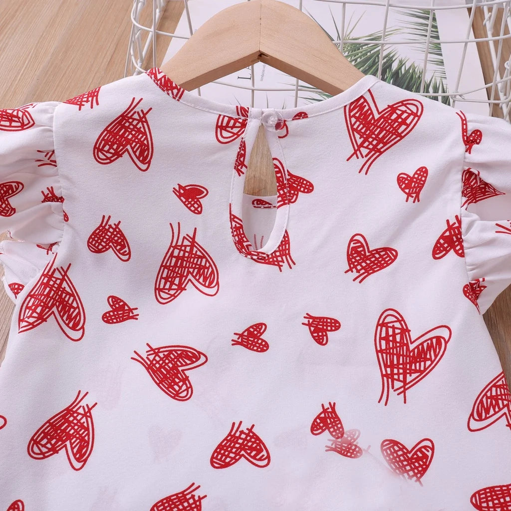 Ensemble fille rouge à cœurs et nœud – CLEVI Paris