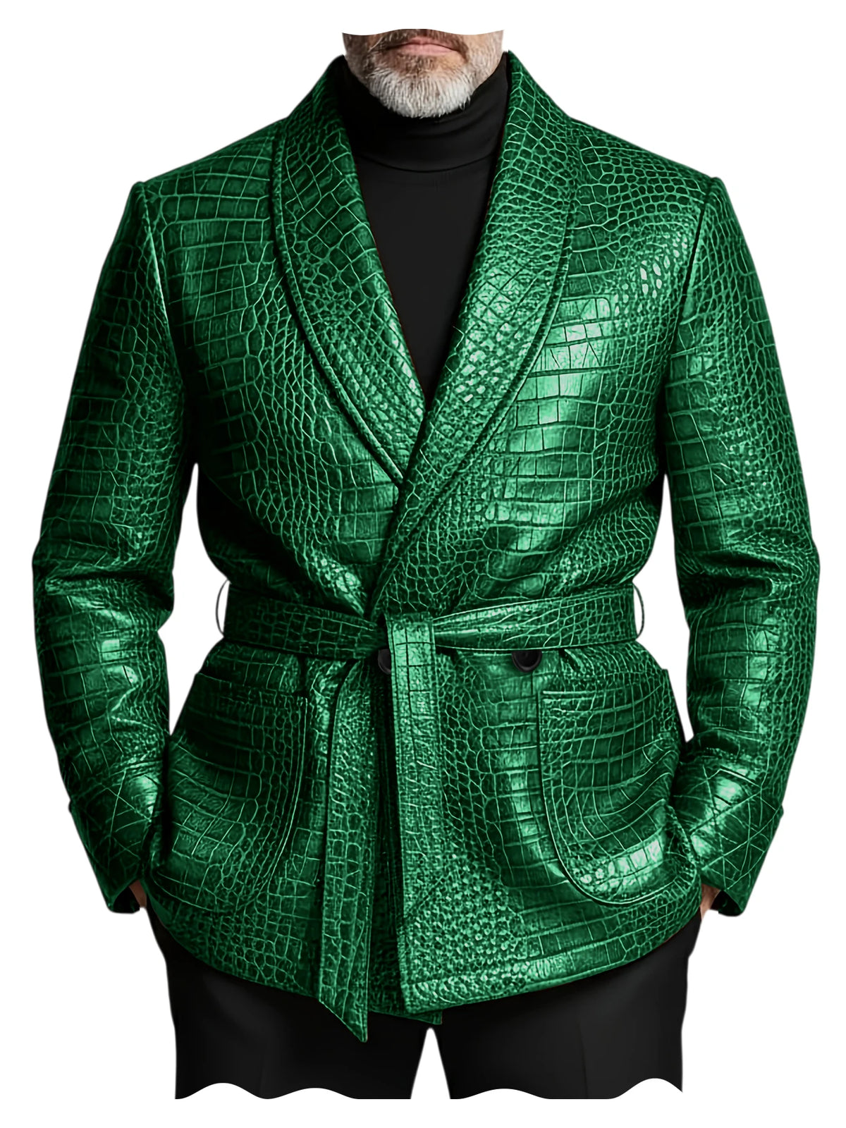 Blazer homme ceinturé à motif crocodile – CLEVI Paris