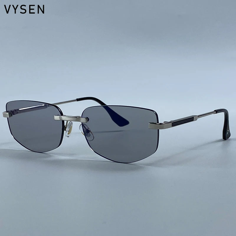 Lunettes de Soleil Carrées Rimless Polygone Métal Or Vintage UV400 Homme – CLEVI Paris