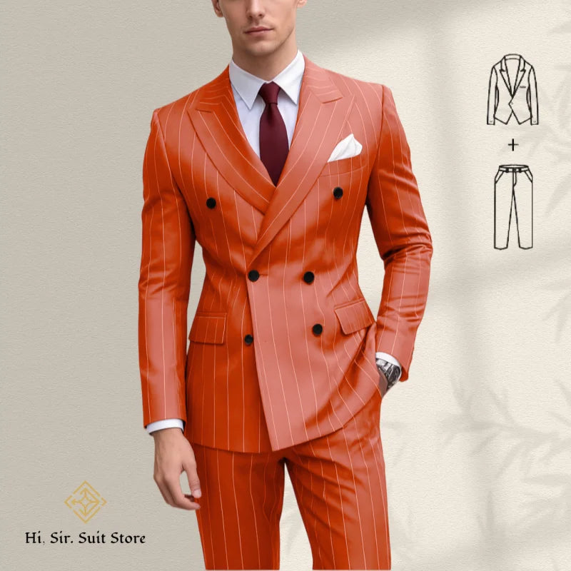 Costume homme bleu 2 pièces, double boutonnage – CLEVI Paris