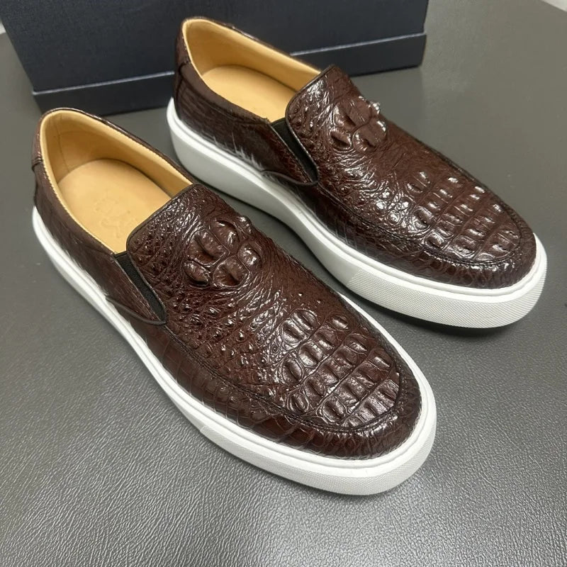Loafers Cuir Croco Marron Homme Slip-On – CLEVI Paris