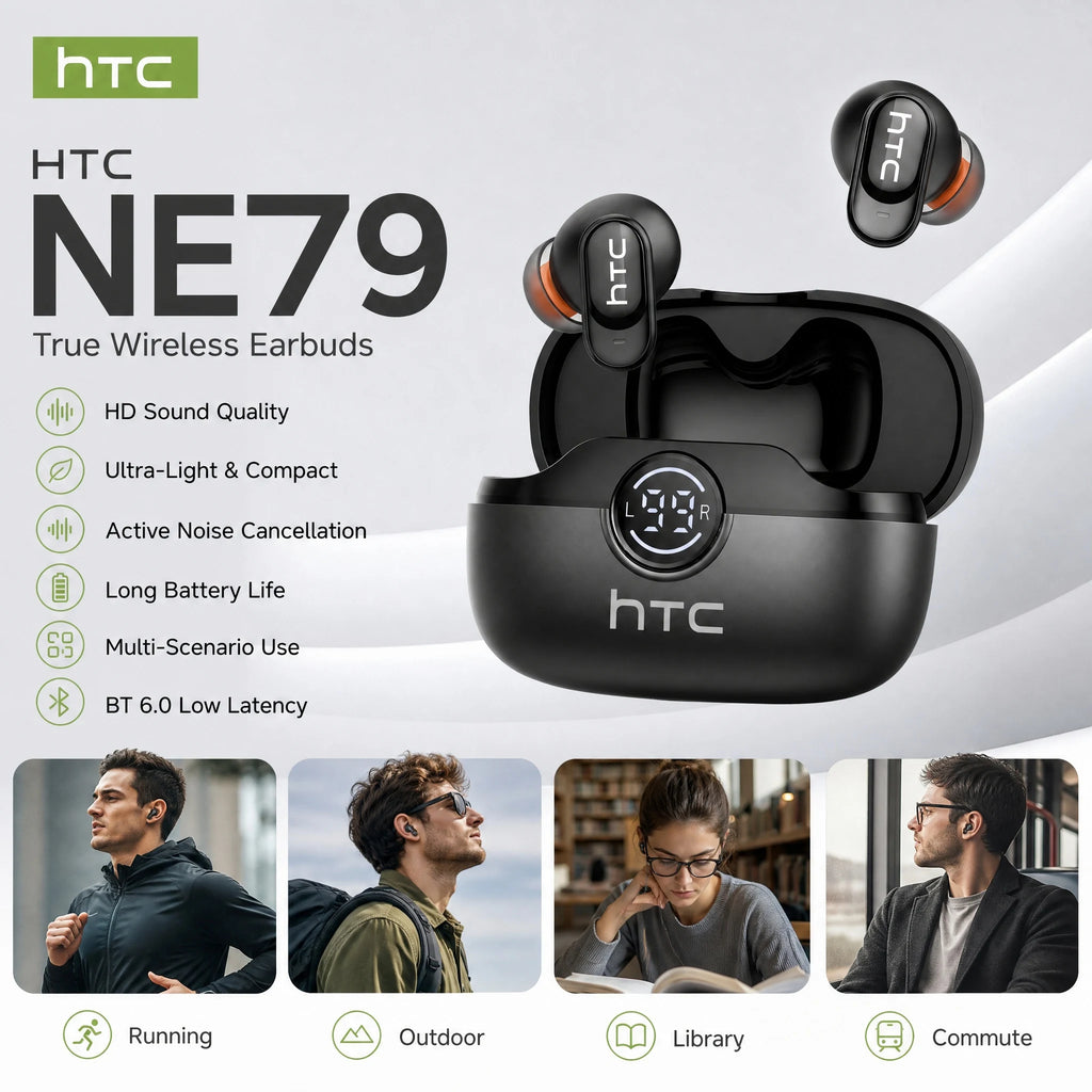 Écouteurs HTC NE79 TWS Semi-Intra Gaming 36h ENC – CLEVI Paris