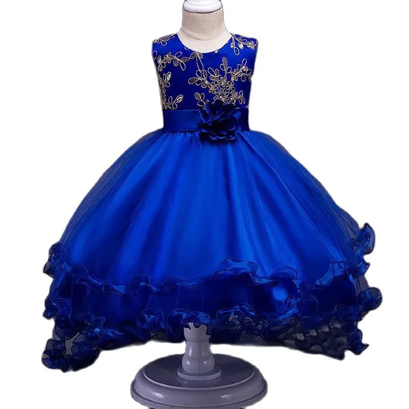 Robe tutu fille à fleurs brodées FD028 – CLEVI Paris
