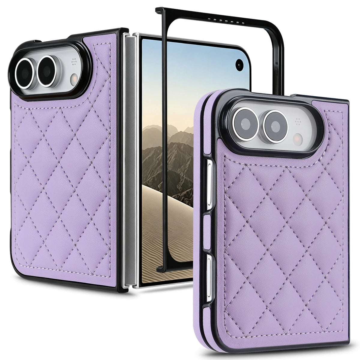 Coque iPhone Duo en simili cuir quadrillé – CLEVI Paris