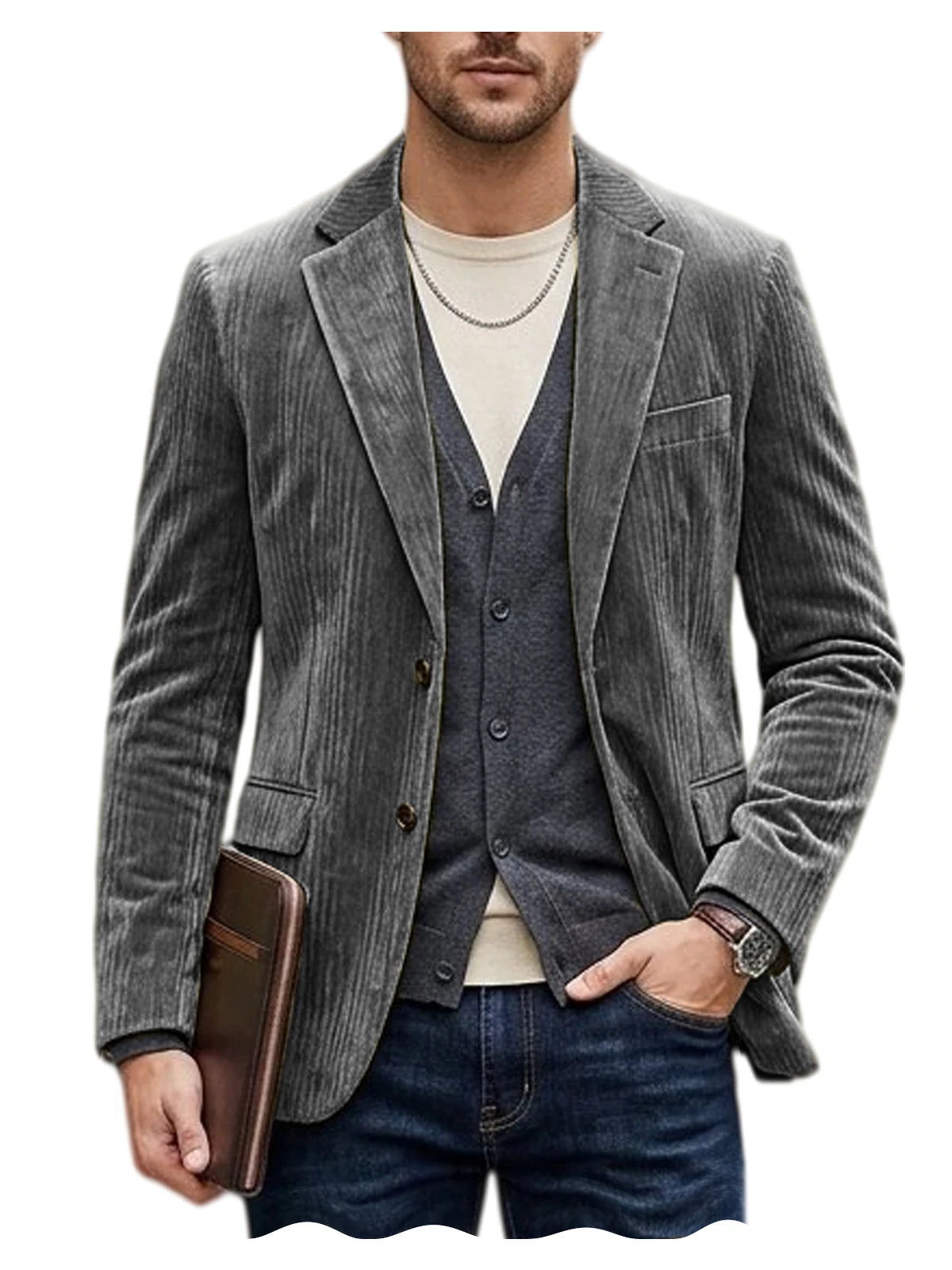 Blazer homme en velours côtelé, coupe ajustée – CLEVI Paris