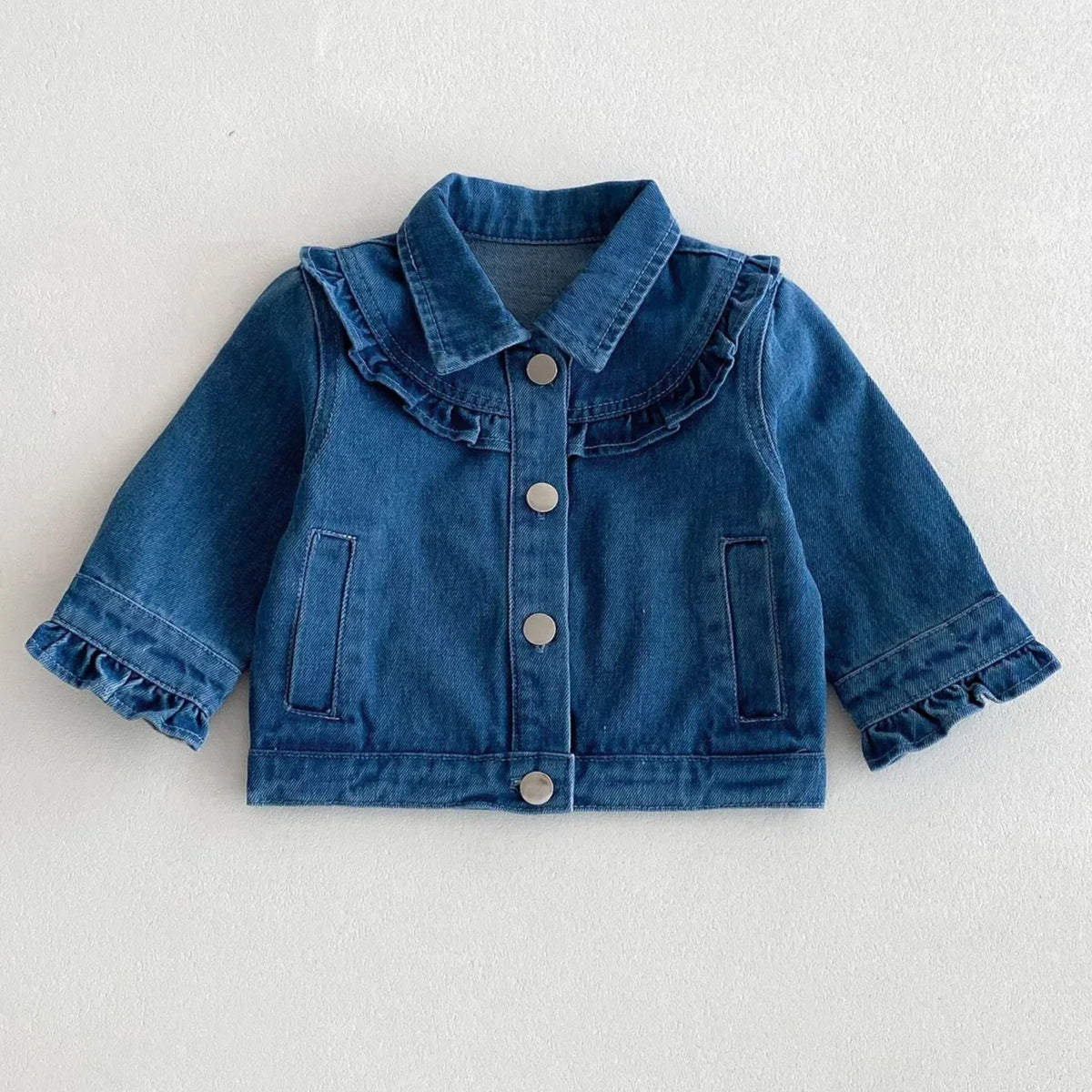 Veste en jean fille à volants – CLEVI Paris