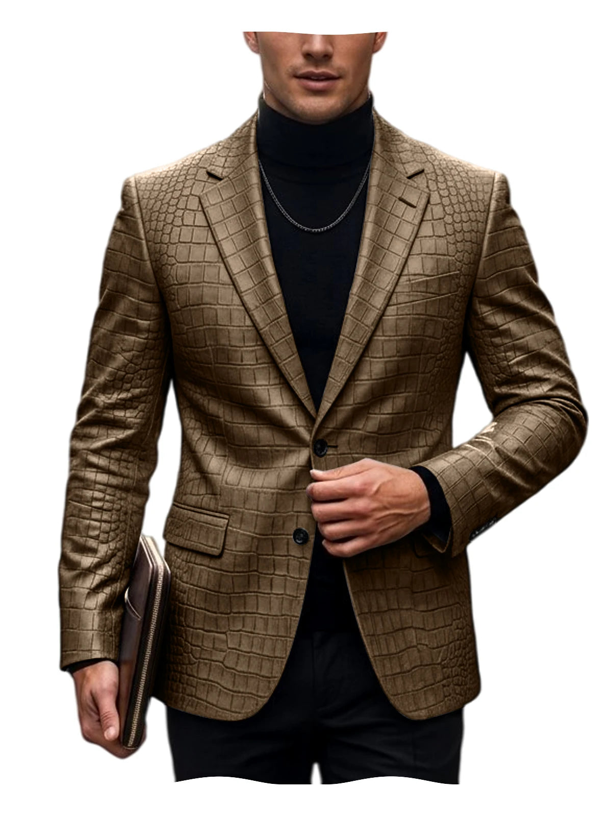 Blazer homme simili cuir crocodile à 2 boutons – CLEVI Paris