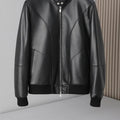 Veste homme en cuir noir à revers – CLEVI Paris