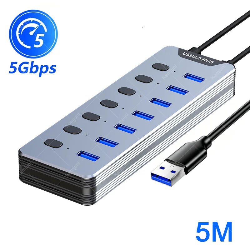 Hub USB 3.2 Gen 2 7 Ports 10Gbps avec Câble – CLEVI Paris