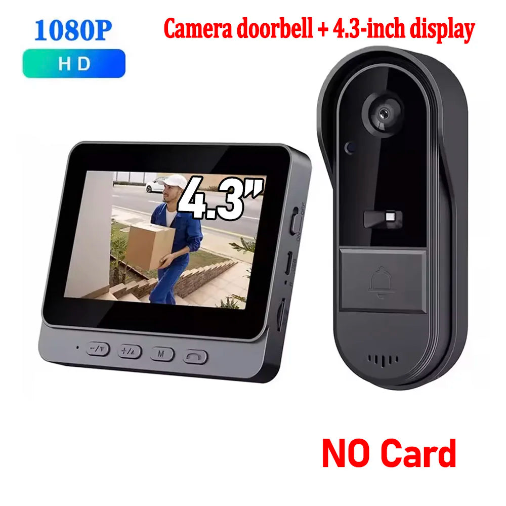 Sonnette Vidéo Sans Fil IP65 1080P – Écran 4,3" IPS Vision Nocturne IR Angle 170° Batterie 3-4 Mois – CLEVI Paris