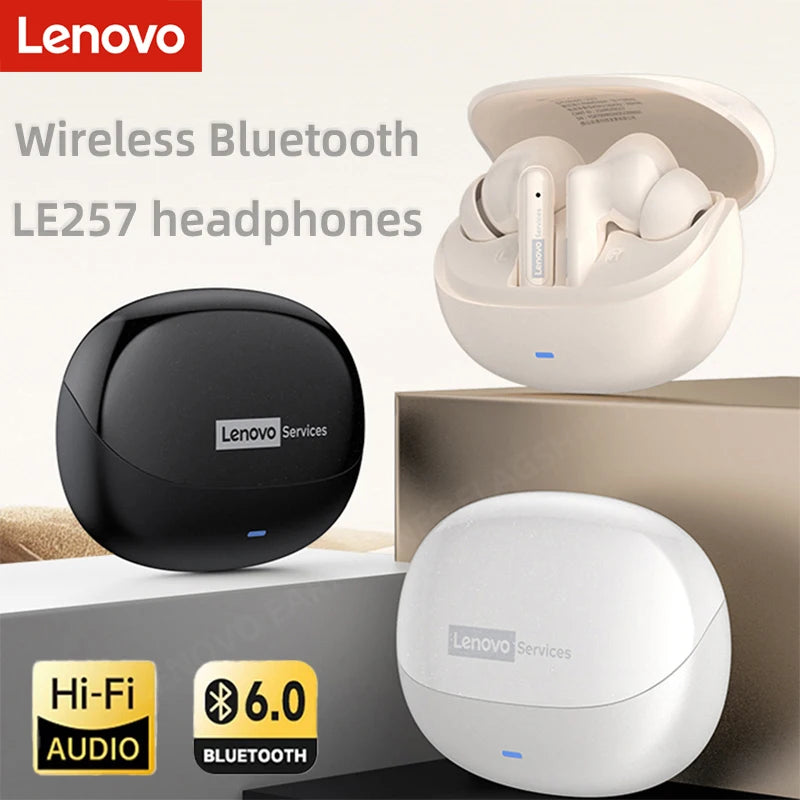Écouteurs Sans Fil Lenovo LE257 TWS Bluetooth 6.0 HiFi Réduction de Bruit ENC Gaming Sport – CLEVI Paris