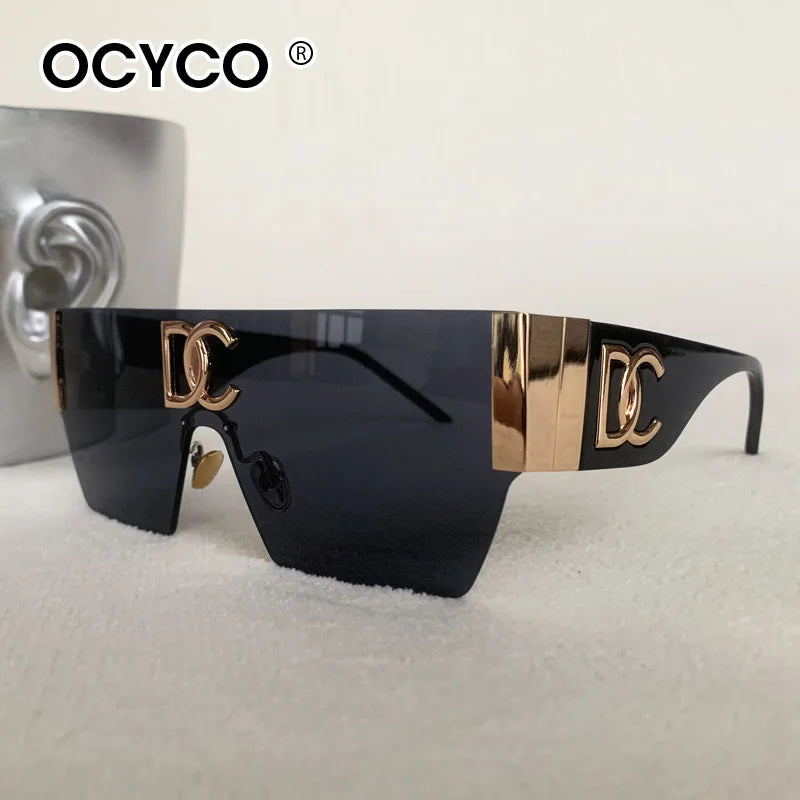 Lunettes de Soleil Oversize Sans Monture Vintage | UV400 Verres Dégradés Unisexe Tendance – CLEVI Paris