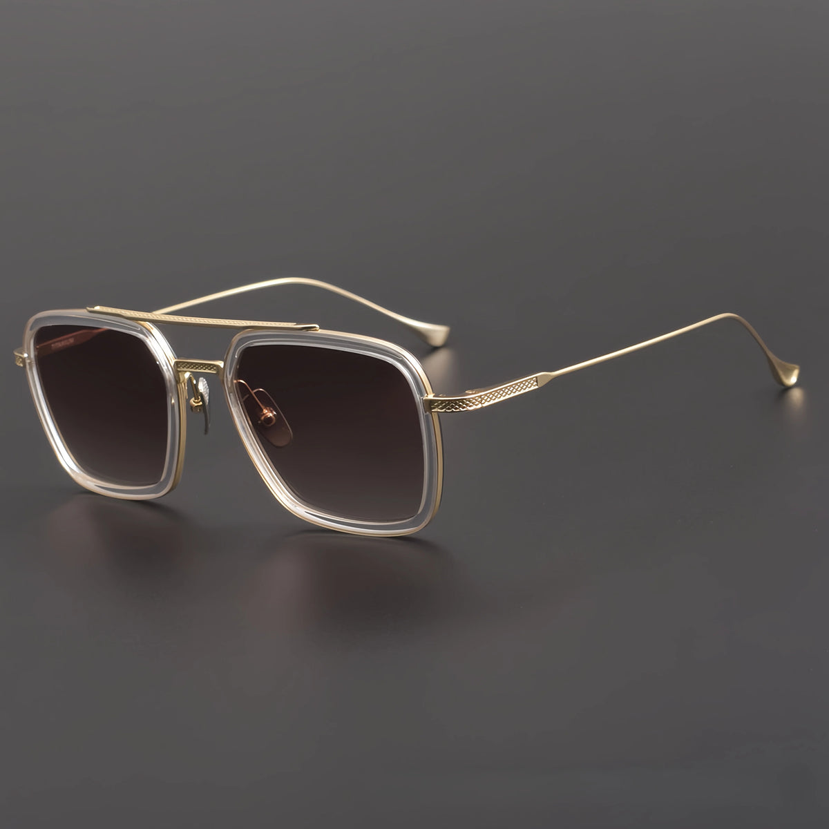 Lunettes de Soleil Carrées Titane Double Pont Luxe UV400 Unisexe – CLEVI Paris