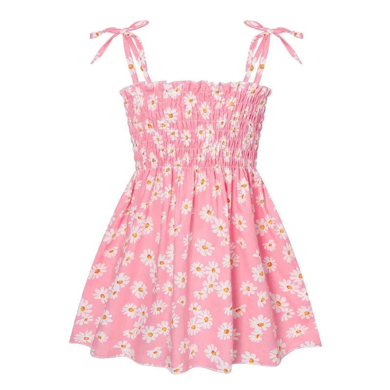 Robe d’été fille à fleurs sans manches – CLEVI Paris