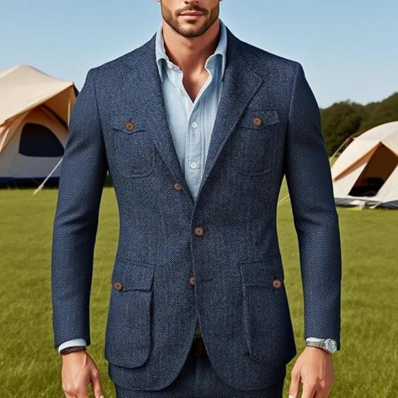 Blazer homme en tweed à chevrons – CLEVI Paris