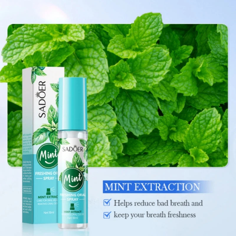 Spray Buccal Haleine Fraîche – Parfum Menthe ou Pêche, Anti-Mauvaise Haleine