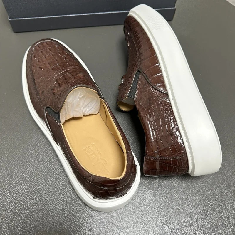 Loafers Cuir Croco Marron Homme Slip-On – CLEVI Paris