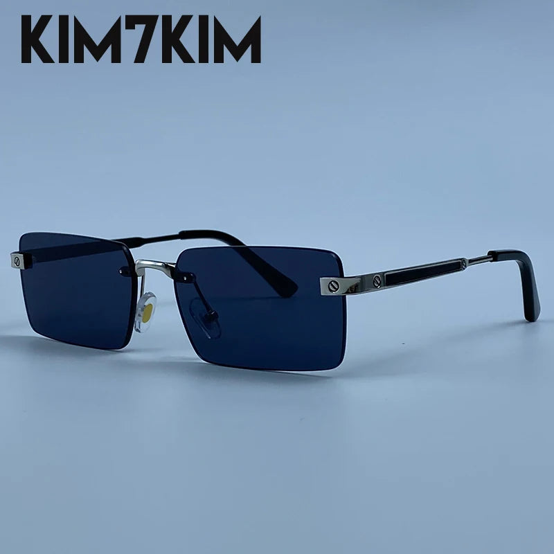 Lunettes de Soleil Rimless Rectangle Hip Hop Y2K Homme – CLEVI Paris