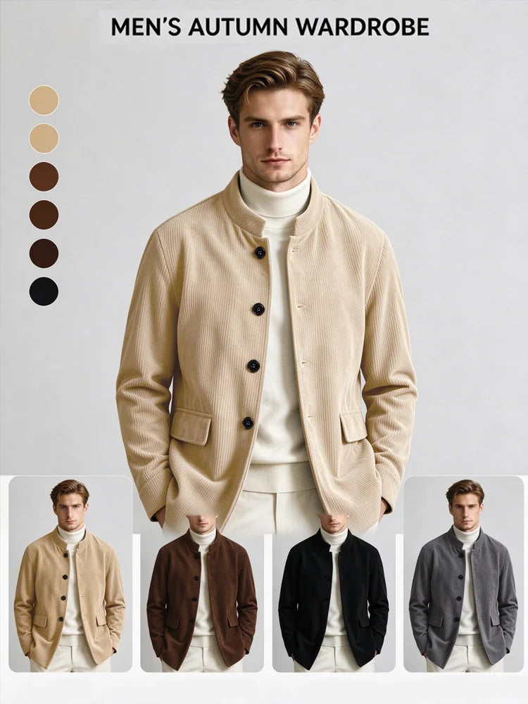 Blazer homme en velours côtelé à col montant – CLEVI Paris