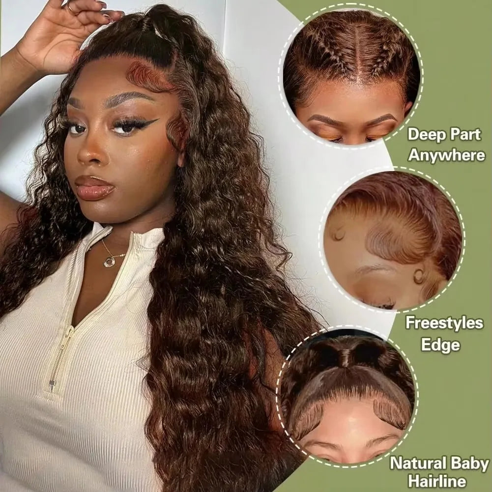 Perruque Deep Wave Chocolat HD Lace 13x4 13x6 Cheveux Humains – CLEVI Paris