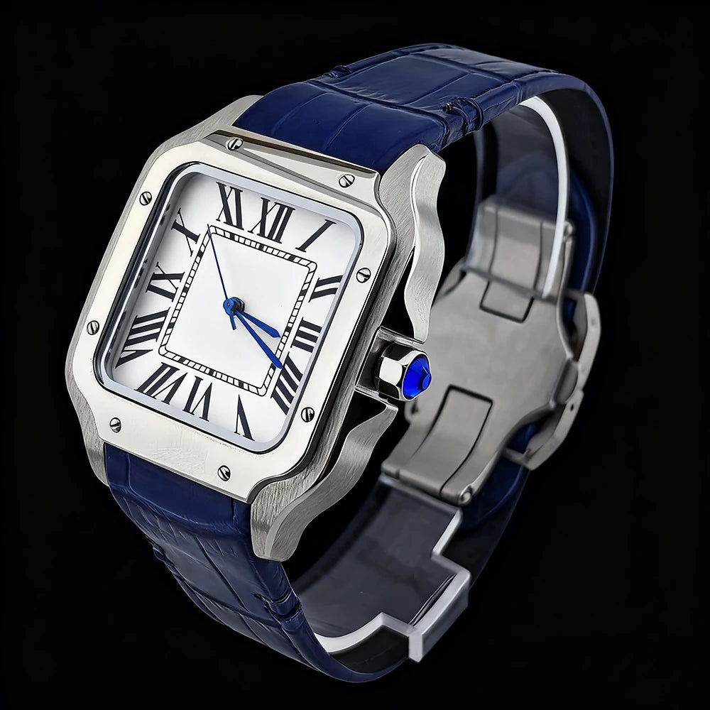 Montre Homme Automatique NH35 Acier 316L Cuir Chiffres Romains 38mm 30M – CLEVI Paris