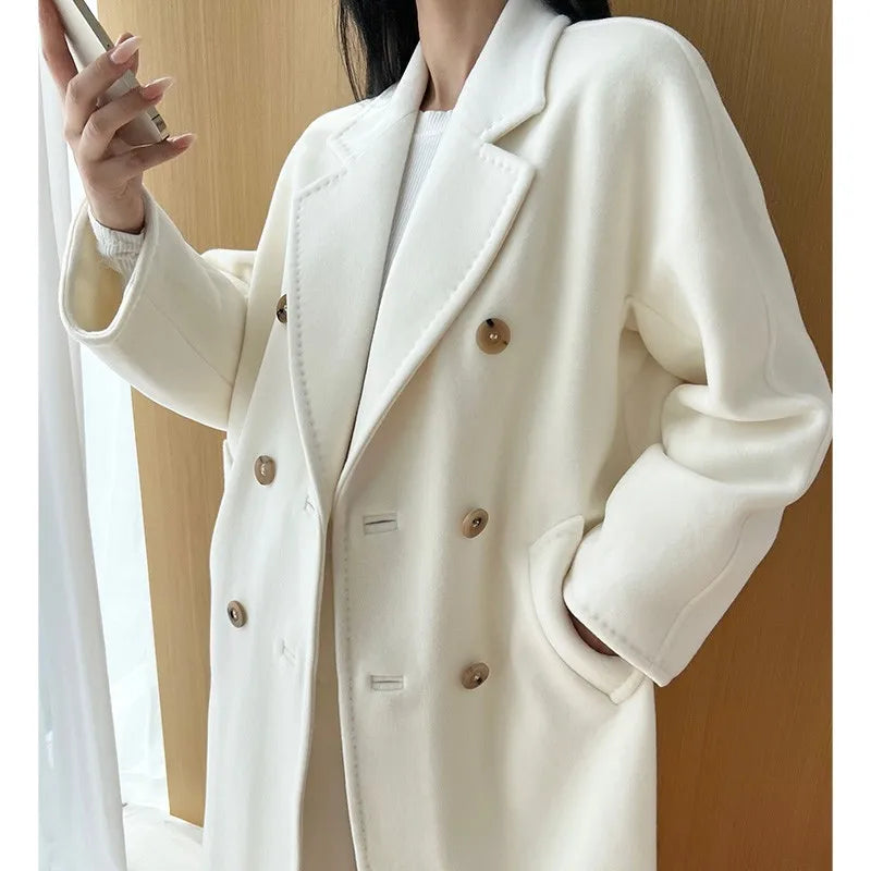 Manteau femme laine et cachemire croisé – CLEVI Paris
