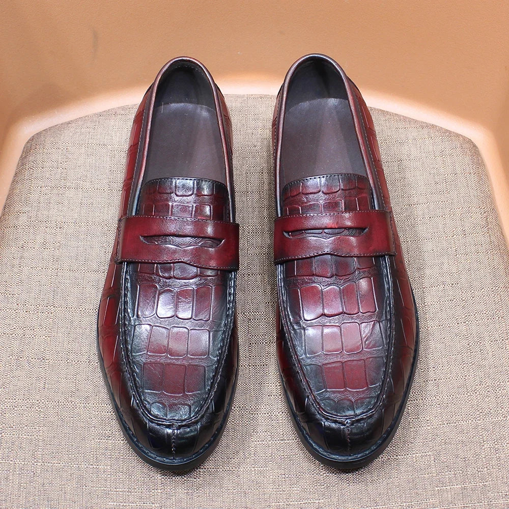 Mocassins Homme Cuir de Vache Motif Crocodile – CLEVI Paris