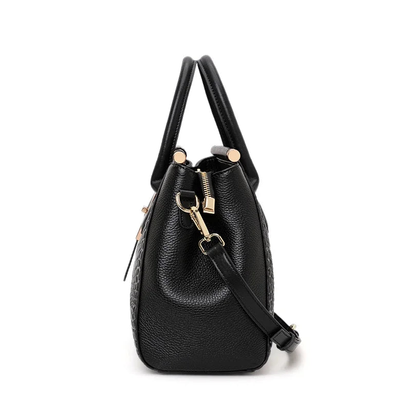 Sac Boston Femme Cuir Croco Brillant Verrou Métal Noir – CLEVI Paris