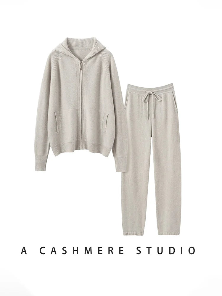 Ensemble cachemire femme, cardigan zippé – CLEVI Paris