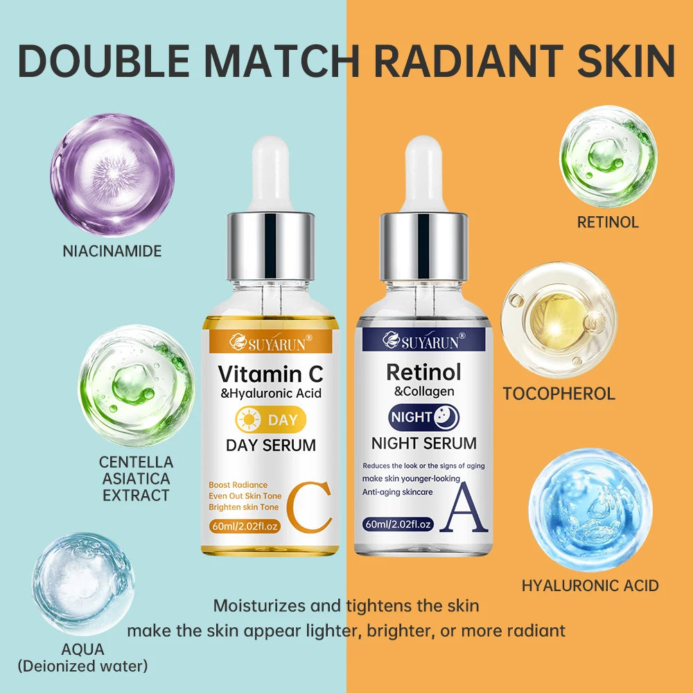 Duo Sérum Vitamine C Jour & Rétinol Nuit Anti-Âge – CLEVI Paris