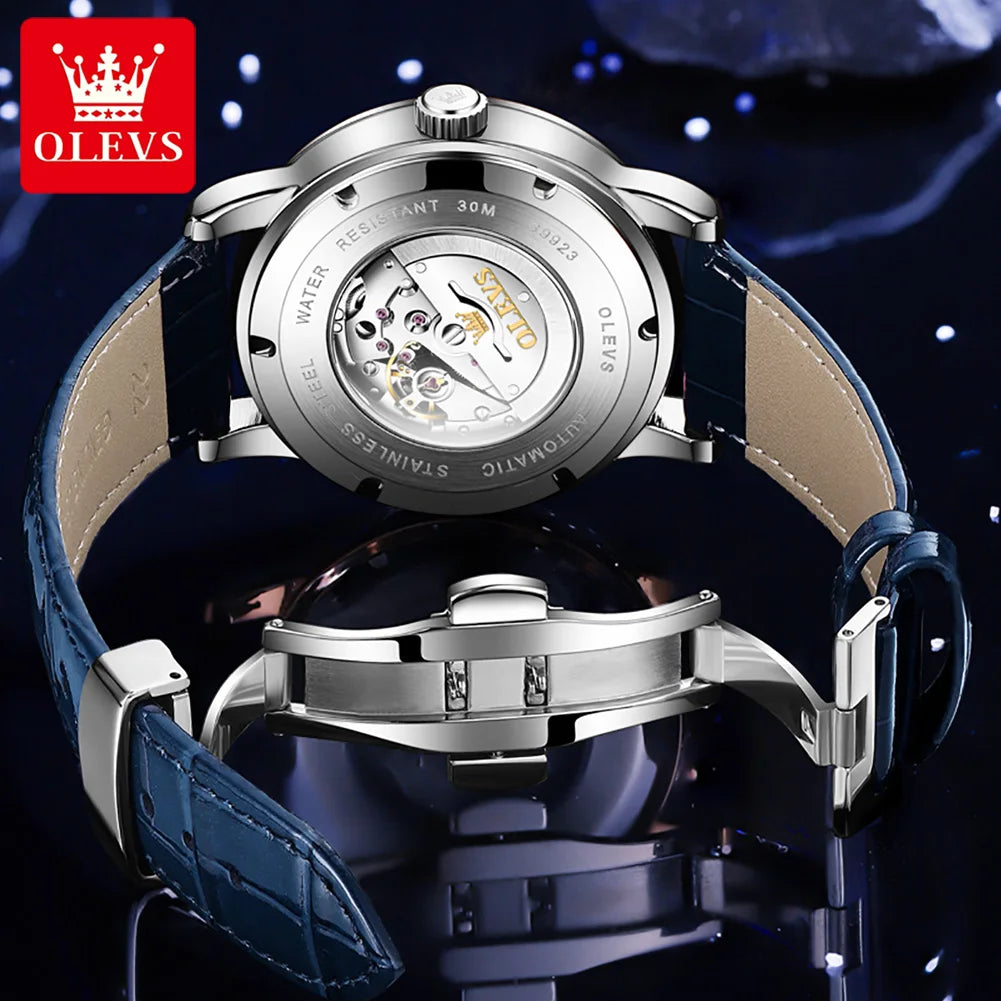 Montre Mécanique Ciel Étoilé OLEVS Homme Cuir Luxe – CLEVI Paris