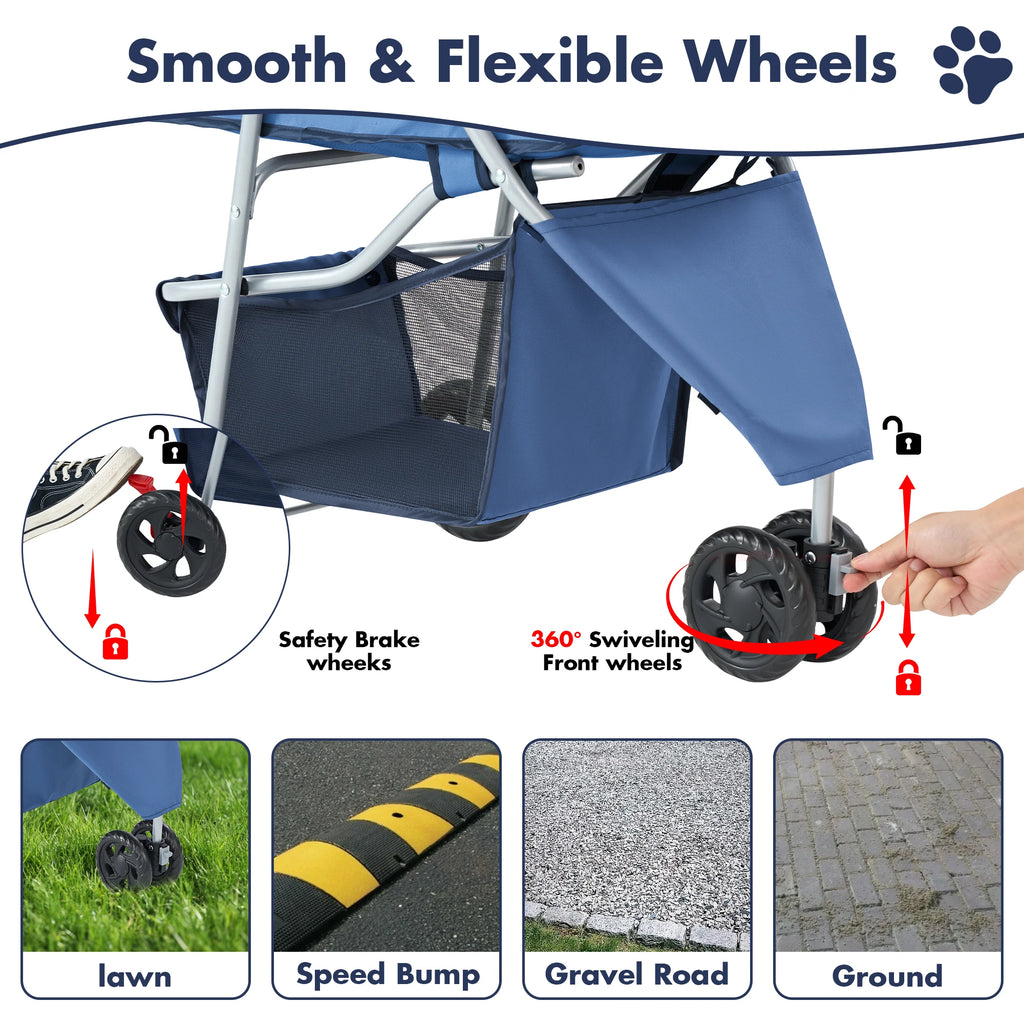 Poussette pliable 3 roues pour chien et chat – CLEVI Paris
