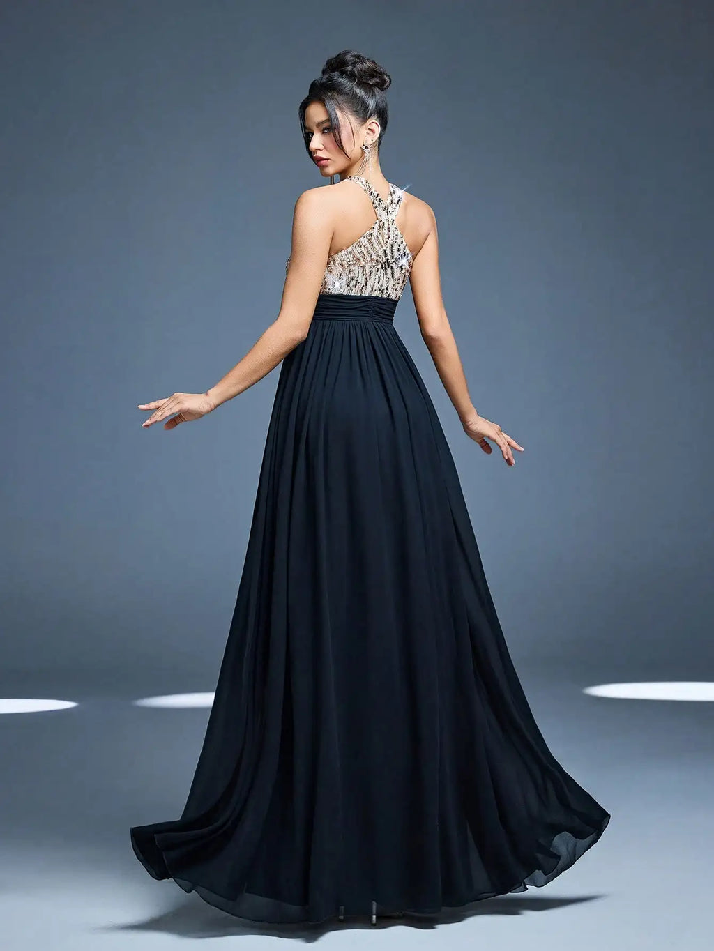 Robe noire bustier à paillettes – CLEVI Paris