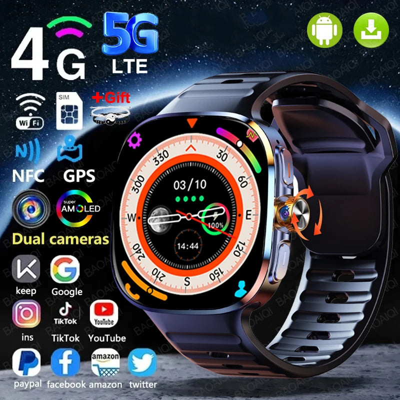 Montre 4G Android AMOLED 720p GPS Google Play 256Go – CLEVI Paris