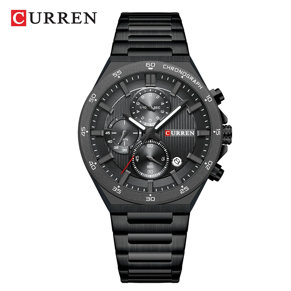 Montre Quartz Homme CURREN CR8481 – Chronographe 43mm, Acier Inoxydable & Aiguilles Lumineuses