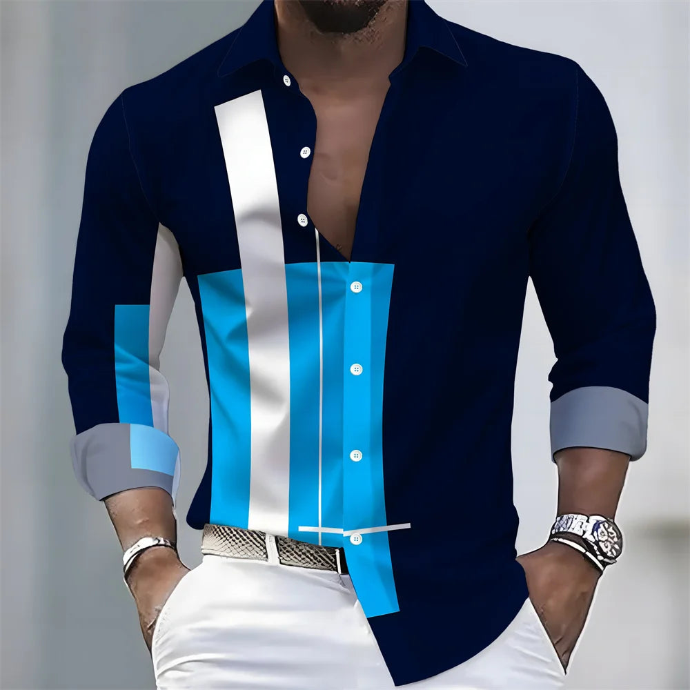 Chemise rayée homme manches longues – CLEVI Paris